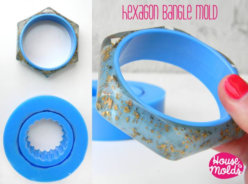 Hexagon Glatt Facettierte Armreif Mold, Flexible Silikonform Für Resin, Innendurchmesser 65 Mm -23 Hoch von HOUSEOFMOLDS