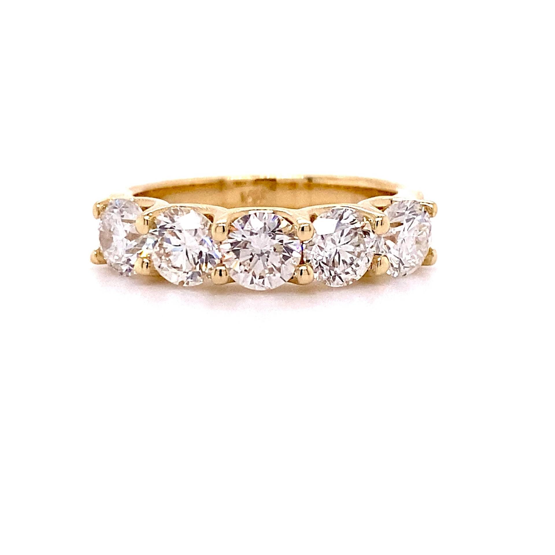 14K Gelbgold 2.31Ctw 5 Diamant Gemeinsame Zinken Ehering/Jubiläum Band/stapelbare Band von HOUSEdeBIJOUX