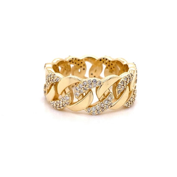 14K Gelbgold Miami Cuban Link Eternity Ring von HOUSEdeBIJOUX