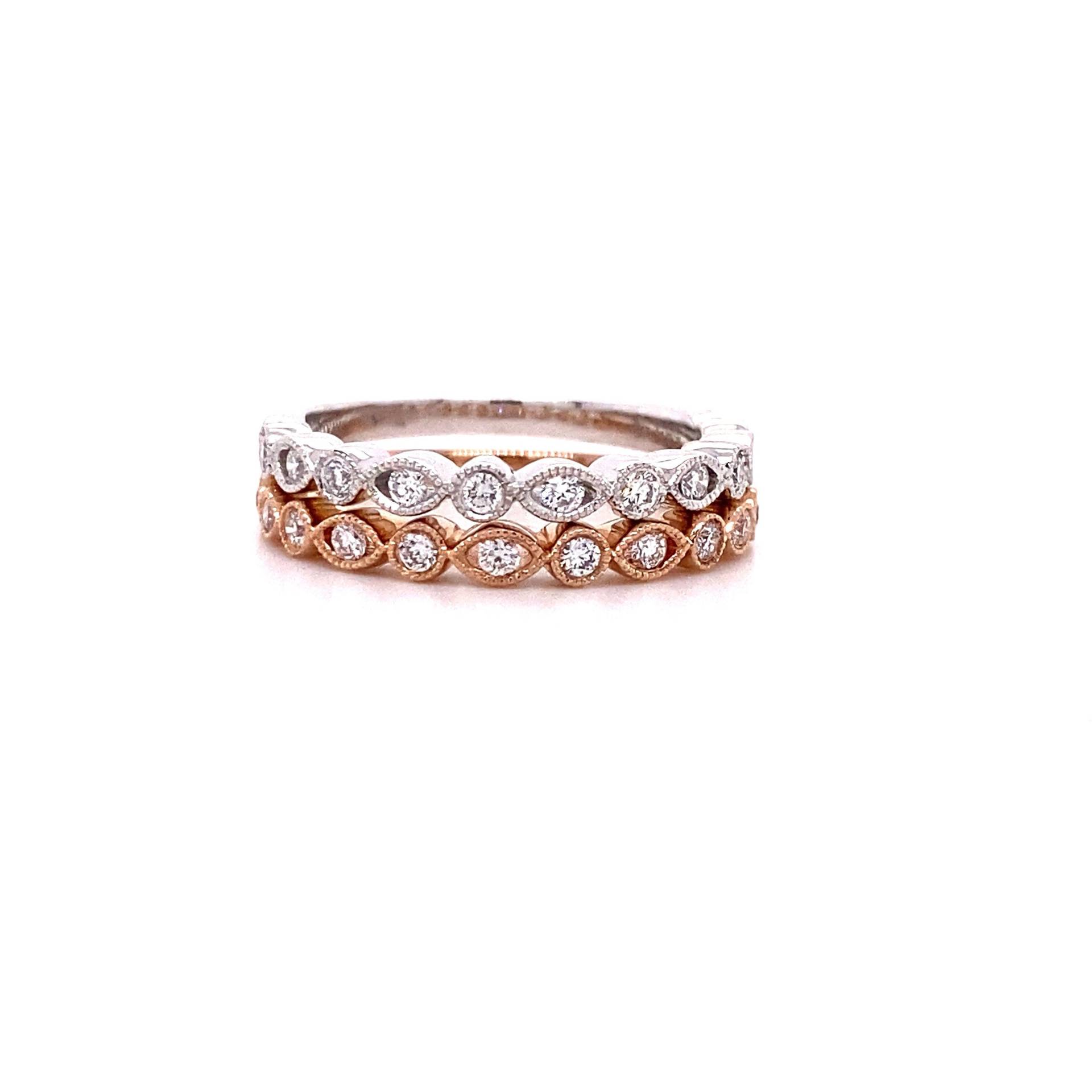 14K Gold 0.20Ctw Diamant Antiker Milgrain/Filigraner Stapelbarer Jahrestag Mode Ehering von HOUSEdeBIJOUX