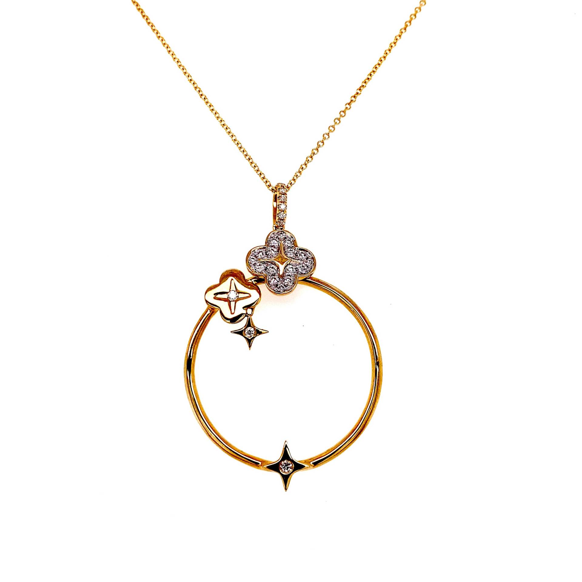 14K Gold Floating Heart Pave Diamant Anhänger Halskette von HOUSEdeBIJOUX