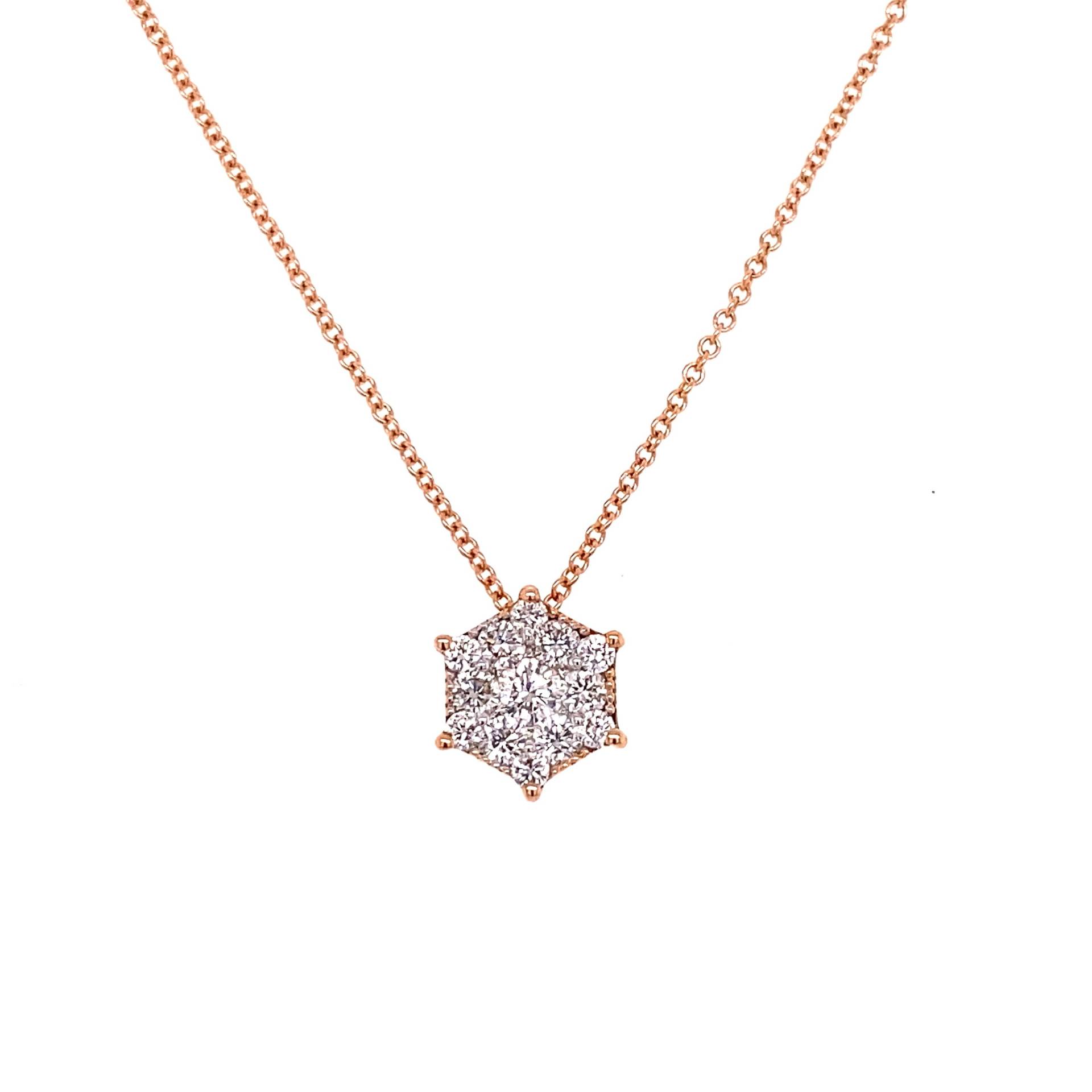 14K Rose Gold Hexagon Diamant Anhänger Halskette von HOUSEdeBIJOUX