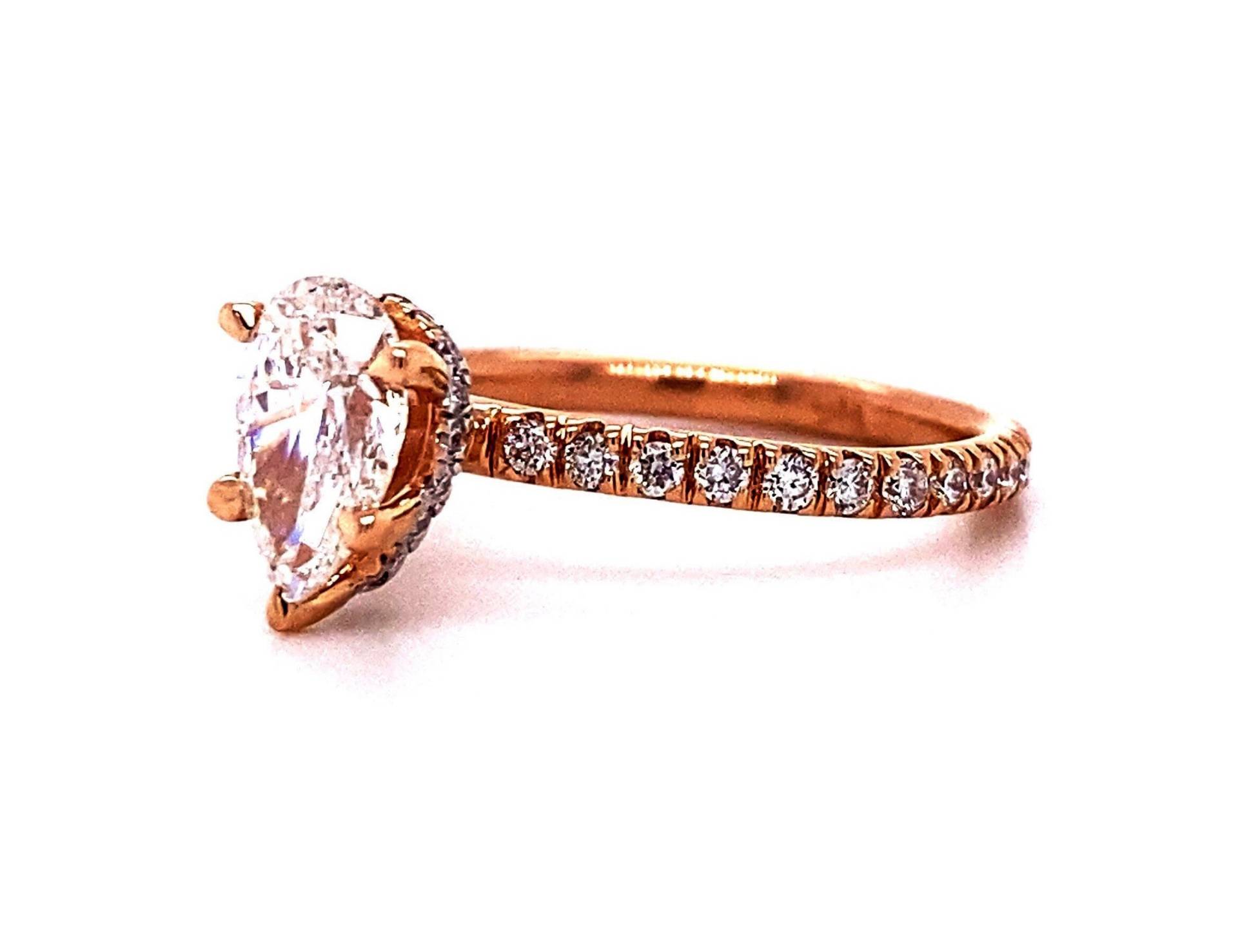 14K Rose Gold Versteckte Halo Birnenform/Teardrop Diamant Verlobungsring Setting von HOUSEdeBIJOUX