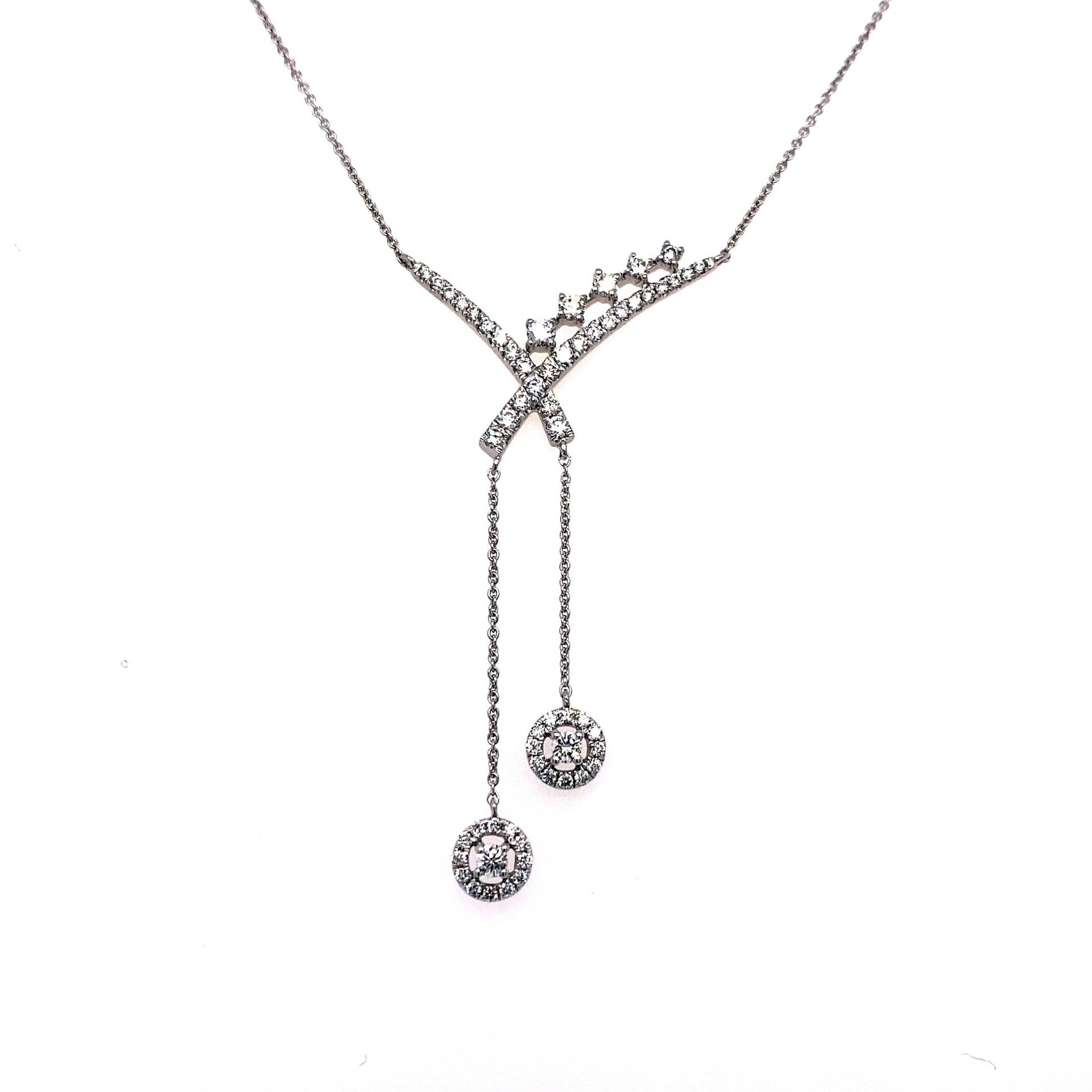 14K Weißgold Diamant Lariat Tropfen Anhänger Halskette von HOUSEdeBIJOUX