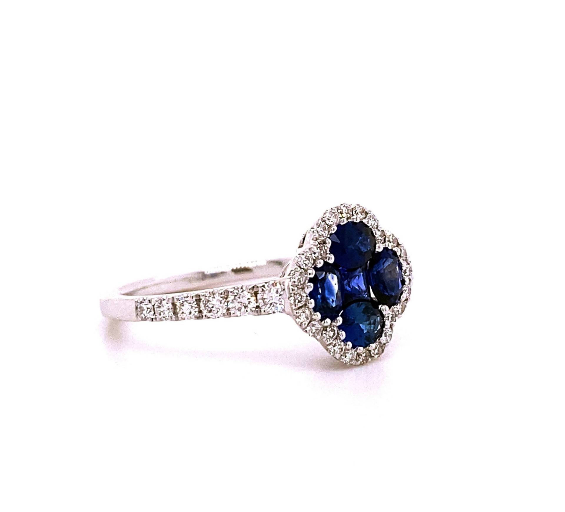 18K Weißgold Halo Blauer Saphir Und Diamant Blume Mode Ring/Edelstein Ring/Birthstone Ring von HOUSEdeBIJOUX