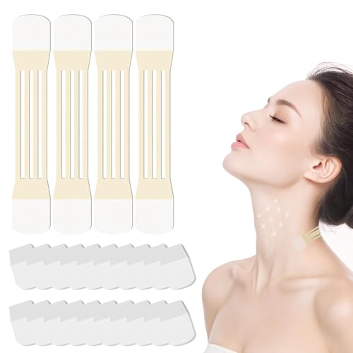 24 Pcs Patch Adhésif De Lifting du Cou, Autocollant De Levage du Cou, Kit de Bandes de Lifting, 20 Patchs Invisibles + 4 Élastiques pour Contour V Instantané, Visage, Cou & Yeux von HOUSN