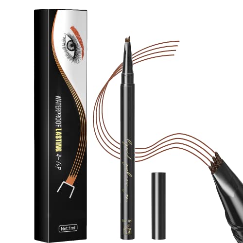 Augenbrauenstift HOUSN Flüssiger Make-up Eyebrow Pencil,Microblading Augenbrauenstift mit Vier Fork Spitzen,Wasserfester Augenbrauen-Stift,Lang Haltbar, Natürliche, Wischfest (01#Hellbraun) von HOUSN