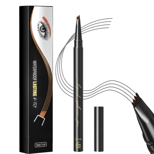 Augenbrauenstift HOUSN Microblading Augenbrauenstift mit Vier Fork Spitzen,Wasserfester Augenbrauen-Stift,Flüssiger Make-up Eyebrow Pencil,Lang Haltbar, Natürliche, Wischfest (03#Hellgrau) von HOUSN