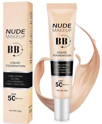 BB Cream, getönte Tagescreme, verleiht einen strahlenden Teint, glättet das Hautbild, kaschiert Falten, Mehrzweck-Flüssig-Concealer,LSF 50,30g,Elfenbeinweiß von HOUSN