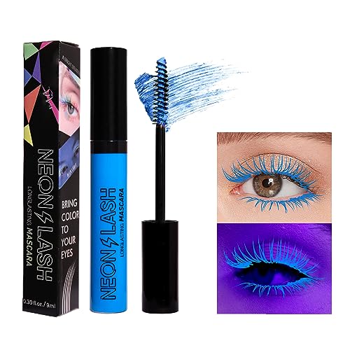 Bunt Wimperntusche Wasserfest Feiner Pinsel, Mascara, wasserfest, langlebig, wischfest, voluminös und charmant, mehrere Farben erhältlich Clubbing oder Kostüm Make-up #03 Blau von HOUSN