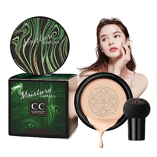 HOUSN CC Creme BB Creme Pilz Luftkissen Cushion Foundation Powder Foundation Mousse Make Up Feuchtigkeitsspendende Concealer für Alle Haut Make-up, Perfekte Abdeckung, FlüSsige Grundierung (Natural) von HOUSN