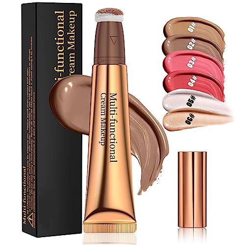 HOUSN Flüssige Kontur Beauty Wand, Liquid Face Concealer Pen, Smooth Creamy Matte Finish Liquid Contour Stick, Contour Beauty Wand, mit Kissen Applicator befestigt (02# Dunkelbeige) von HOUSN