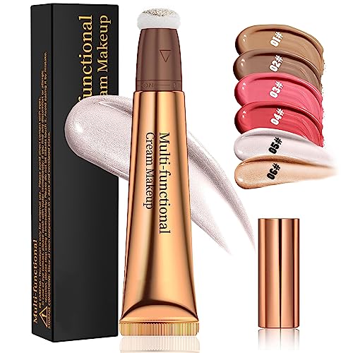 HOUSN Highlighter Beauty Wand, Shimmer Liquid Face Highlighter, Flüssige Gesicht Touch Illuminator mit Kissen Applikator, Liquid Highlighter Stick for Face Cheekbone Glow (05# Perlweiss) von HOUSN