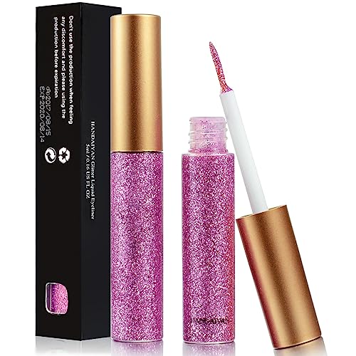 HOUSN Liquid Glitter Eyeliner Metallic Shimmer Glitter Eyeshadow, langlebig Wasserdicht Diamond Eyeliner Liquid Shining Eye Eyeliner Pen (1# rosa) von HOUSN