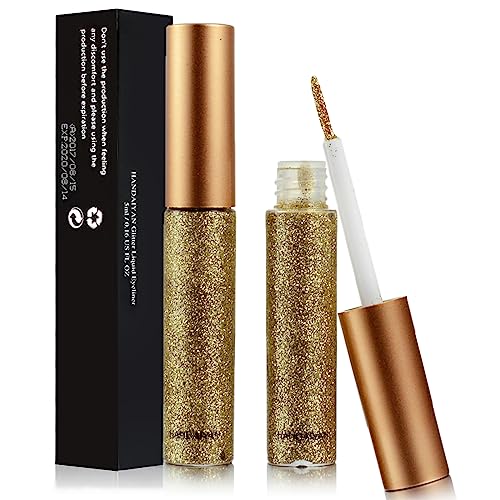 HOUSN Liquid Glitter Eyeliner Metallic Shimmer Glitter Eyeshadow, langlebig Wasserdicht Diamond Eyeliner Liquid Shining Eye Eyeliner Pen (6# Champagnerfarbe) von HOUSN