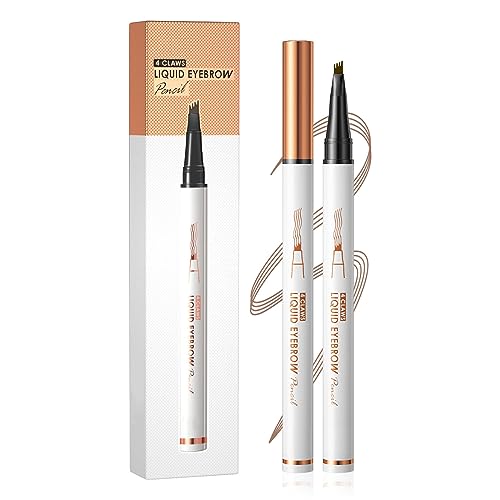 HOUSN Waterproof Liquid Eyebrow Pencil, mit Vier Gabelspitzen, schnell trocknend und langlebig Augenbrauenstift, Bauen Sie einen hochnatürlichen Make-up, Farbton Wischfest, 02#(dunkelbraun) von HOUSN