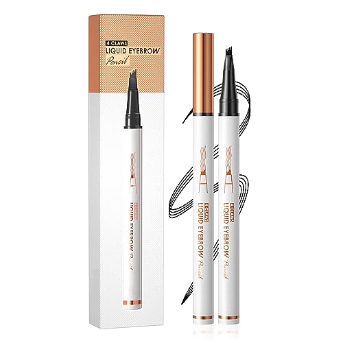 HOUSN Waterproof Liquid Eyebrow Pencil, mit Vier Gabelspitzen, schnell trocknend und langlebig Augenbrauenstift, Bauen Sie einen hochnatürlichen Make-up, Farbton Wischfest, 04#(Schwarz) von HOUSN