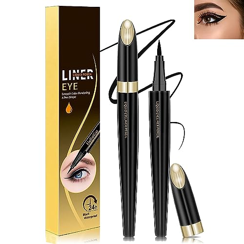 Schwarzer Eyeliner Verschmierter, Flüssiger Eyeliner, Wasserfester und Wischfester Flüssiger Eyeliner-Stift, Flexibler Stift für Einfache Kontrolle,Präziser Strich Oder Rauchiger Effekt Dichte von HOUSN