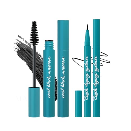 Mascara-Eyeliner-Set, 4D-Seidenfaser-Wimpern-Mascara und flüssiger Eyeliner, Mascara für Definition und Volumen, Eyeliner Wasserfest Schwarz, wasserfestes, wischfestes Augen-Make-up-Set von HOUSN