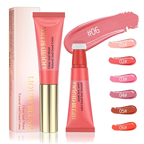 Matte Liquid Blush Leicht,Liquid Blush for Cheeks,Flüssige Rouge Make-up Beauty Wand Cream Blush,Atmungsaktiv,Natürliches Aussehen,Contour Beauty Wand Ideales Gel Blush Geschenk für Frauen (#06) von HOUSN