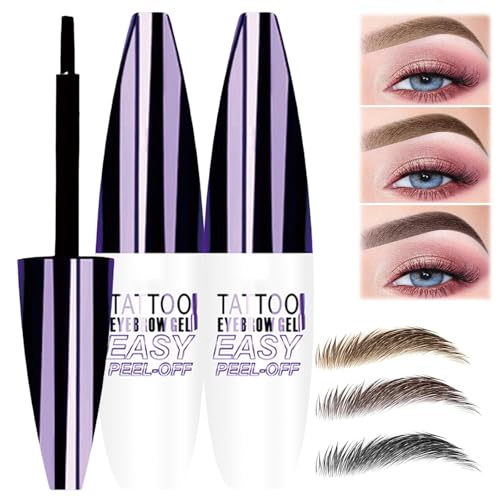 Wasserfestes Augenbrauengel, Natürlicher Augenbrauenfarbstoff für ausfallende Augenbrauen, Tattoo-Augenbrauengel für Frauen, Abwischfester Augenbrauenfarbstoff für Frauen (#01+#02) von HOUXIANDOU