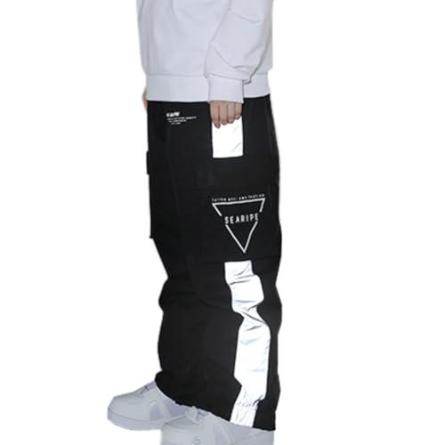 HOUZONIY Damen Skihose, Herren Wasserdicht Winddichte Softshellhose, Weite Passform Snowboardhose Geeignet für Outdoor-Sportarten(Schwarz-LS L) von HOUZONIY