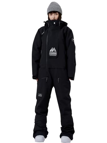 HOUZONIY Einteiler Skioverall Damen Schneeanzug Skioverall Skifahren Skianzüge Overall Jumpsuit Frauen Snowboard Skisuit Outdoor Sport(Schwarz S) von HOUZONIY