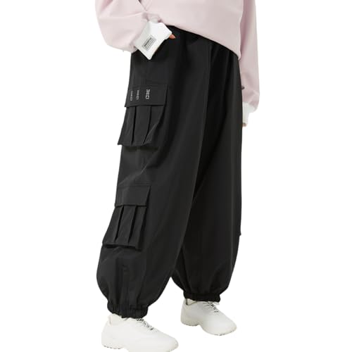 HOUZONIY Herren Outdoorhose Softshellhose Wasserdicht Winddicht Skihose Warm Gefüttert Arbeitshose Winter Snowboardhose(Schwarz S) von HOUZONIY