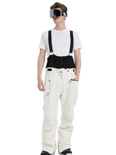 HOUZONIY Herren Skihose Wasserdicht Schneehose Softshellhose Winter Warm Gefüttert Snowboardhose Overall mit VAbnehmbar Träger von HOUZONIY