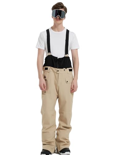 HOUZONIY Herren Skihose Wasserdicht Schneehose Softshellhose Winter Warm Gefüttert Snowboardhose Overall mit VAbnehmbar Träger von HOUZONIY