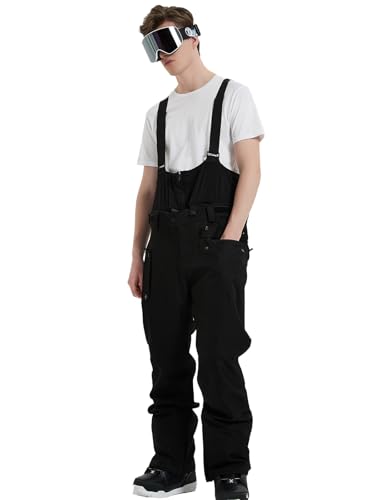 HOUZONIY Herren Skihose Wasserdicht Schneehose Softshellhose Winter Warm Gefüttert Snowboardhose Overall mit VAbnehmbar Träger von HOUZONIY