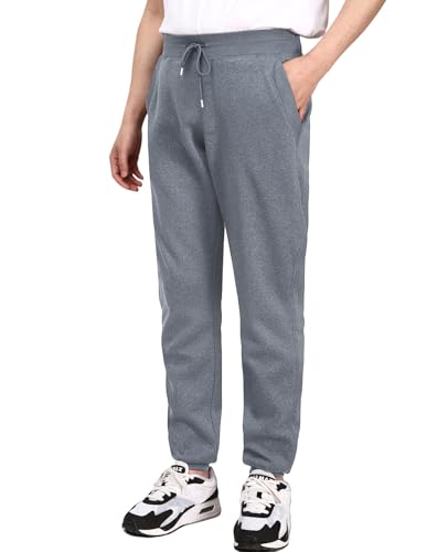 HOUZONIY Jogginghose Herren Trainingshose Sporthose Männer Classic Jogger Elastischer Bund Mit Kordelzug Warme(Hellgrau S) von HOUZONIY