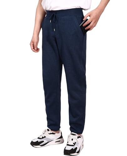 HOUZONIY Jogginghose Herren Trainingshose Sporthose Männer Classic Jogger Elastischer Bund Mit Kordelzug Warme(Marineblau M) von HOUZONIY