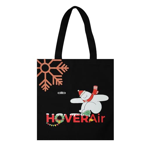 HOVERAir Tote Schwarze Damen-Tragetasche, leichte und tragbare lässige Schulter-Canvas-Tragetasche für Laptop und Pad, wiederverwendbare Stofftasche für Einkäufe, Arbeit und Reisen von HOVERAir