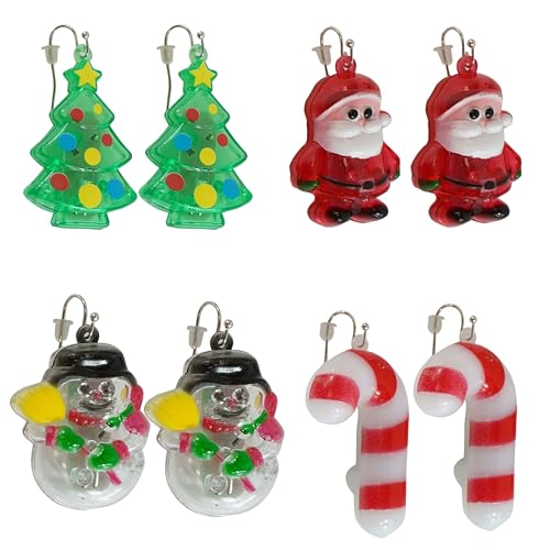 HOVUK Blinkende Leucht-Ohrringe, Weihnachten, leuchtet im Dunkeln, LED-Weihnachtsmotiv, 6cm, Metall und Kunststoff von HOVUK