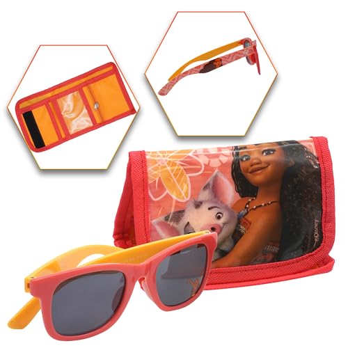 Reisebrieftasche mit Kinder-Sonnenbrille, UV400-Schutz, Kindergeldbörse, Kartenhalter, Mädchen-Sonnenbrille, dreifach gefaltete Canvas-Geldbörse und Sportbrillen, Münztaschen mit Reißverschluss und von HOVUK