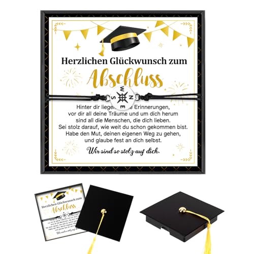 HOWAF Schulabschluss Geschenk Abitur 2025 Geschenke, Armband mit Karte Abitur Bestandenen Prüfung für Abschlussfeier, ABI 2025 Geschenke, Abschluss, Bachelor, Master Abschluss, C von HOWAF