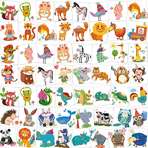 HOWAF Tattoo Kinder, 96 Tier Tattoo Set, Tiere Temporäre Tattoos Klebetattoos hautfreundliche Kindertattoos Aufkleber für Jungen Mädchen Kinder Spielen Mitgebsel Kindergeburtstag Gastgeschenke von HOWAF