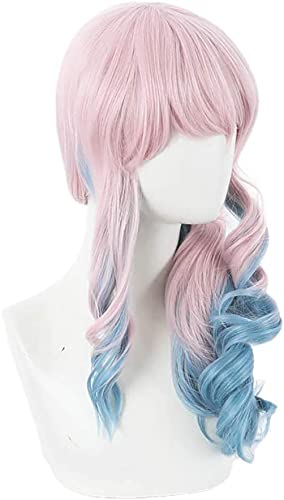 HOWGARI Anime Coser Wig Anime Akudama Drive Cosplay Perücken Cosplay Lang Synthetic Haar + Perücke Cap (Black) Halloween Karneval Party (Color : Pink) von HOWGARI