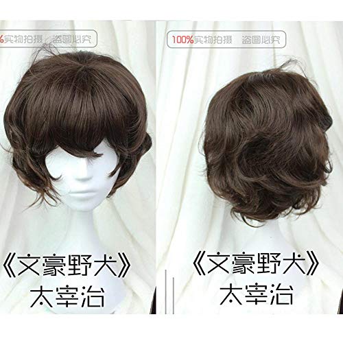 HOWGARI Anime Coser Wig Anime Bungo Stray Hunde Dazai Osamu Perücke, hitzebeständig, kurz, braun, kurz, synthetisches Haar, Cosplay, Kostüm Perücken + Perücke von HOWGARI