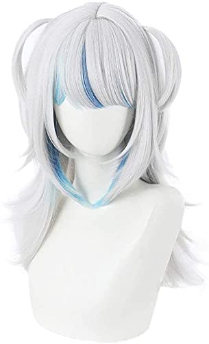 HOWGARI Anime Coser Wig Anime Cosplay Perücke Hololive Gawr Gura Weiß Sliver Weiß Lange synthetische Haare Halloween Karneval Party + Perücke Cap von HOWGARI