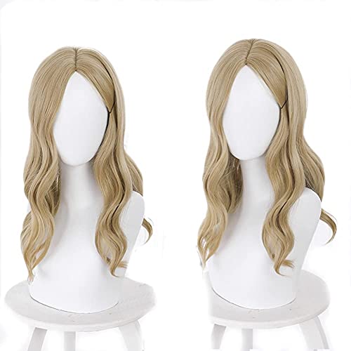 HOWGARI Anime Coser Wig Game Cosplay Perücke Bela Brown Gelb Mittel Länge Kurry Haar für Halloween Cosplay Damen Lange Perücken + Perücke Cap 45 cm (Farbe: Gelb) von HOWGARI