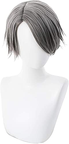 HOWGARI Anime Coser Wig Identitätsspiel V Embalger Aesop Carl Cosplay Perücke Black Shorts Synthetik Haar Perücken Kostüm Halloween Party (schwarz) (Farbe: Grau) von HOWGARI