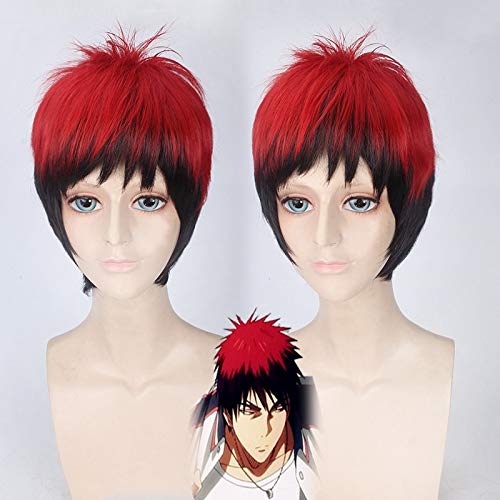 HOWGARI Anime Coser Wig Kuroko No Basketball Kagami Taiga Cosplay Perücken für Herren Jungen 35 cm kurz rechts rot schwarz Perücke synthetisch hitzebeständig von HOWGARI
