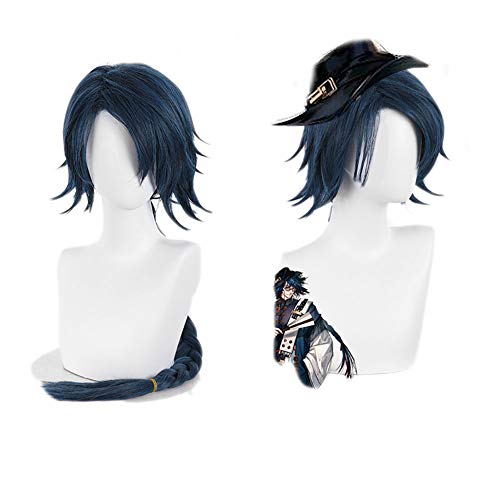 HOWGARI Anime Coser Wig Spiel Arnights Gladiia Cosplay Perücke Lang Gerade Blau Hellblau Perücke Grau Kappe Kunsthaare Halloween Party Weihnachten (Motiv: Mr.Nothing) von HOWGARI