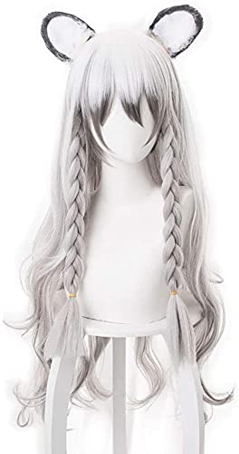 HOWGARI Anime Coser Wig Spiel Arnights Gladiia Cosplay Perücke Lang Gerade Blau Hellblau Perücke Grau Kunsthaare Halloween Party Weihnachten (Motiv: Pramanix) von HOWGARI