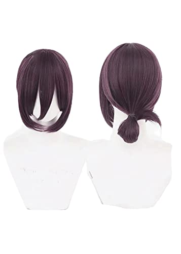 HOWGARI Wig Anime Cosplay Anime-Cosplay-Perücke, Kettensägenmann-Perücke, Frauen, tiefviolettes kurzes Haar for Reze-Rollenspiel-Perücken mit Perückenkappe, for Party-Halloween von HOWGARI