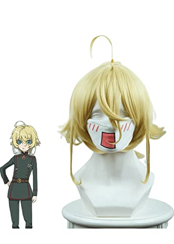 HOWGARI Wig Anime Cosplay Anime-Cosplay-Perücke, Tanya von Degurechaff-Perücke, Blondes, kurzes, Flauschiges Haar, Rollenspiel-Perücken mit Perückenkappe, for die tägliche Party an Halloween von HOWGARI