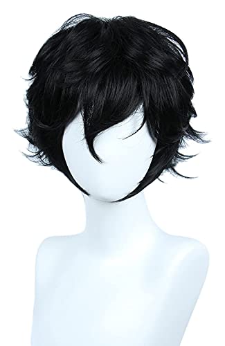 HOWGARI Wig Anime Cosplay Anime Cosplay Perücke kurz schwarz geschichtet Cosplay Perücke Halloween Kostüm Perücke for Männer von HOWGARI