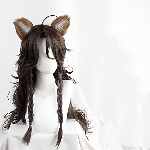 HOWGARI Wig Anime Cosplay Anime Twisted-Wonderland Cosplay-Perücke, mit langem gewelltem Ohr for Leona Kingscholar Rollenspiel-Halloween-Perücken mit Perückenkappe von HOWGARI